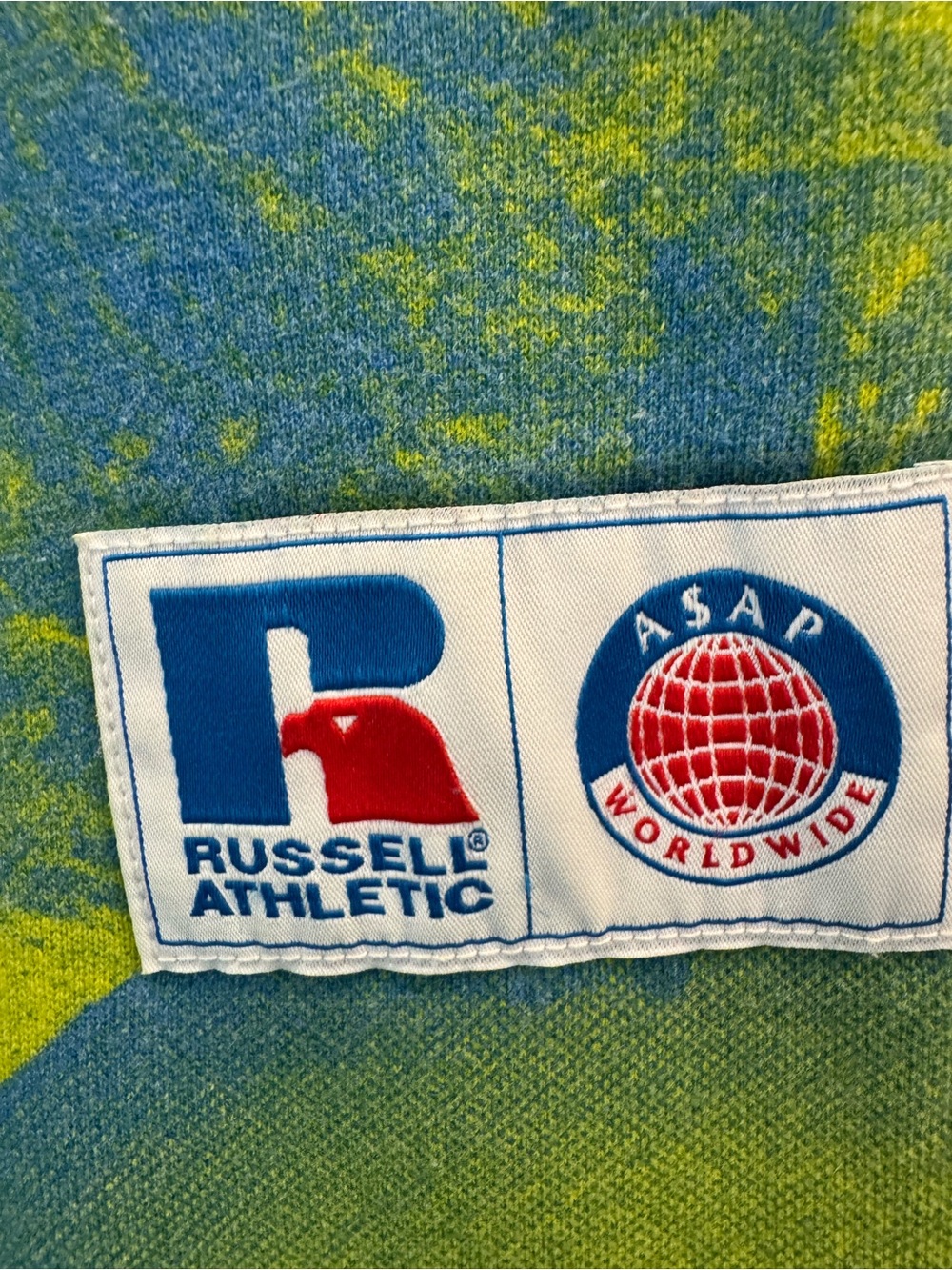 Russell Athletic Blue and Yellow Skull Print Sweatpants Drawstring Cropped - Picture 3 of 8